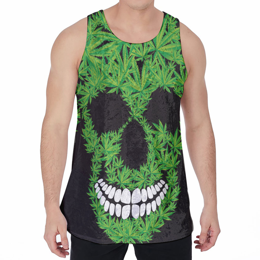 Cannabis Skull Print Men's Velvet Tank Top