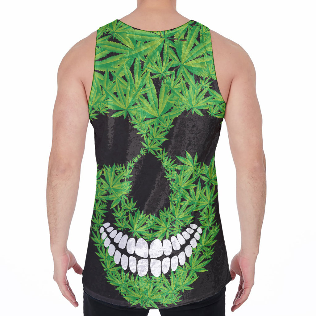 Cannabis Skull Print Men's Velvet Tank Top