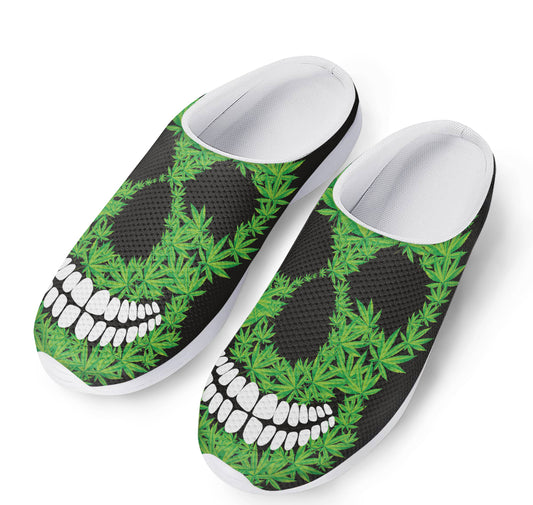 Cannabis Skull Print Mesh Casual Shoes