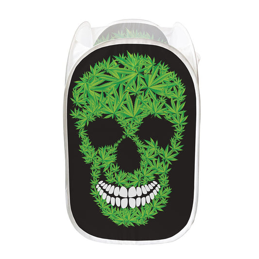 Cannabis Skull Print Mesh Laundry Hamper