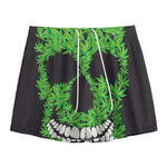 Cannabis Skull Print Mesh Shorts