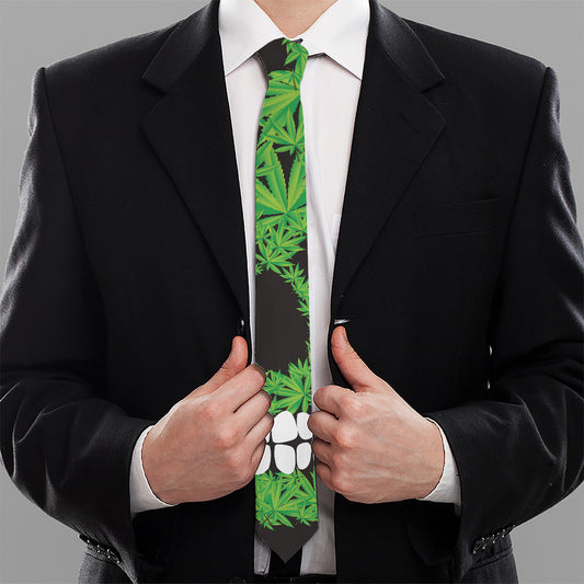Cannabis Skull Print Necktie