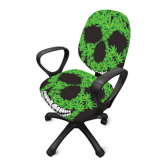 Cannabis Skull Print Office Chair Cover