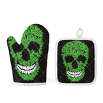 Cannabis Skull Print Oven Mitt And Pot Holder Set