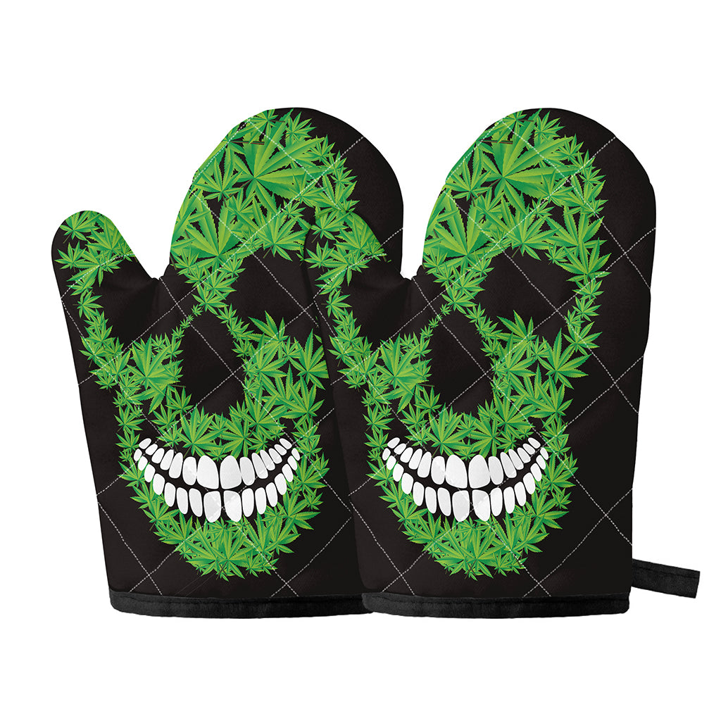 Cannabis Skull Print Oven Mitts