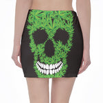 Cannabis Skull Print Pencil Mini Skirt