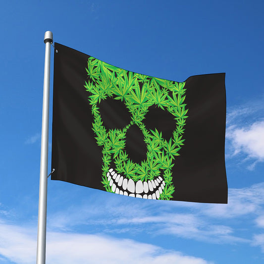 Cannabis Skull Print Polyester Flag