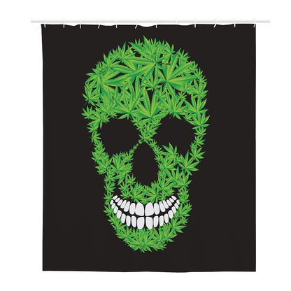 Cannabis Skull Print Polyester Shower Curtain