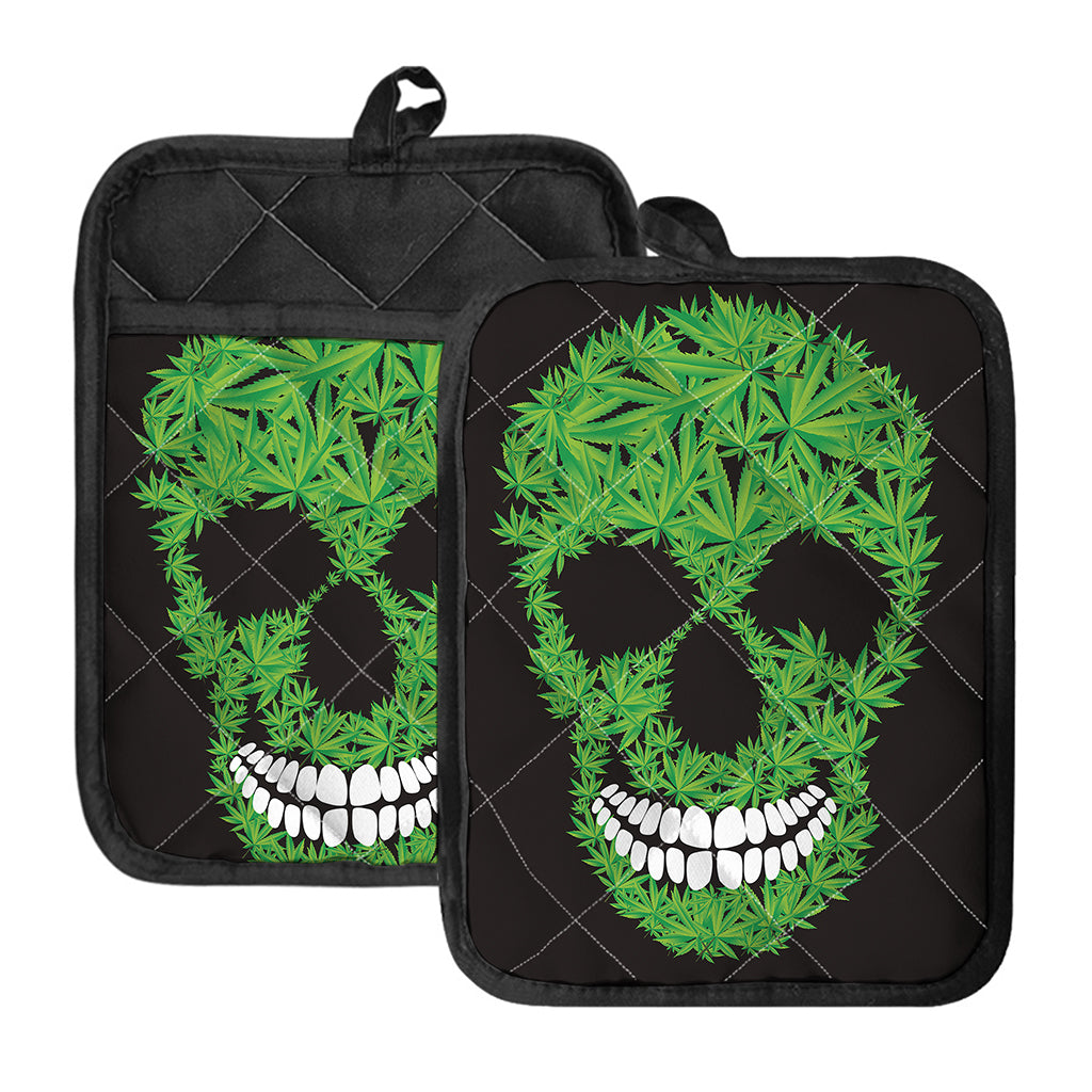 Cannabis Skull Print Pot Holders With Pocket