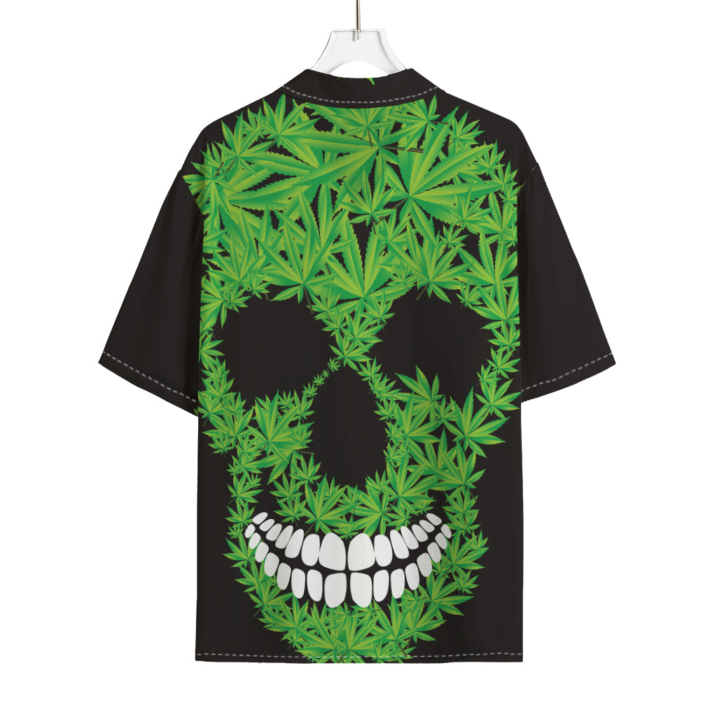 Cannabis Skull Print Rayon Hawaiian Shirt