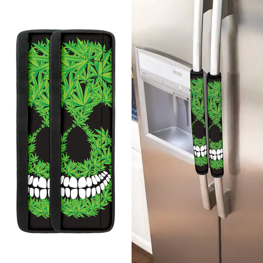 Cannabis Skull Print Refrigerator Handle Covers