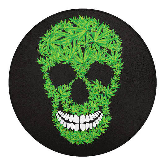 Cannabis Skull Print Round Blanket