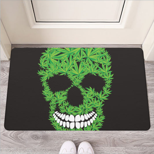 Cannabis Skull Print Rubber Doormat