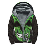 Cannabis Skull Print Sherpa Lined Zip Up Hoodie