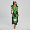 Cannabis Skull Print Short Sleeve Maxi Dress