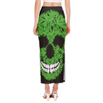 Cannabis Skull Print Side Slit Maxi Skirt