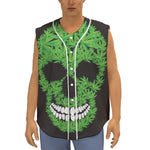 Cannabis Skull Print Sleeveless Baseball Jersey
