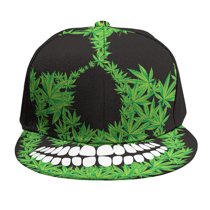 Cannabis Skull Print Snapback Cap