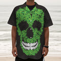 Cannabis Skull Print Textured Short Sleeve Shirt