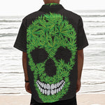 Cannabis Skull Print Textured Short Sleeve Shirt