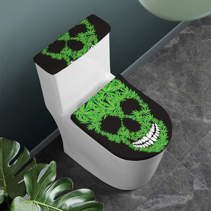 Cannabis Skull Print Toilet Lid And Tank Cover Set