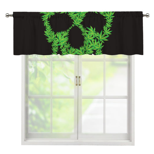 Cannabis Skull Print Window Valance