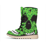 Cannabis Skull Print Winter Boots