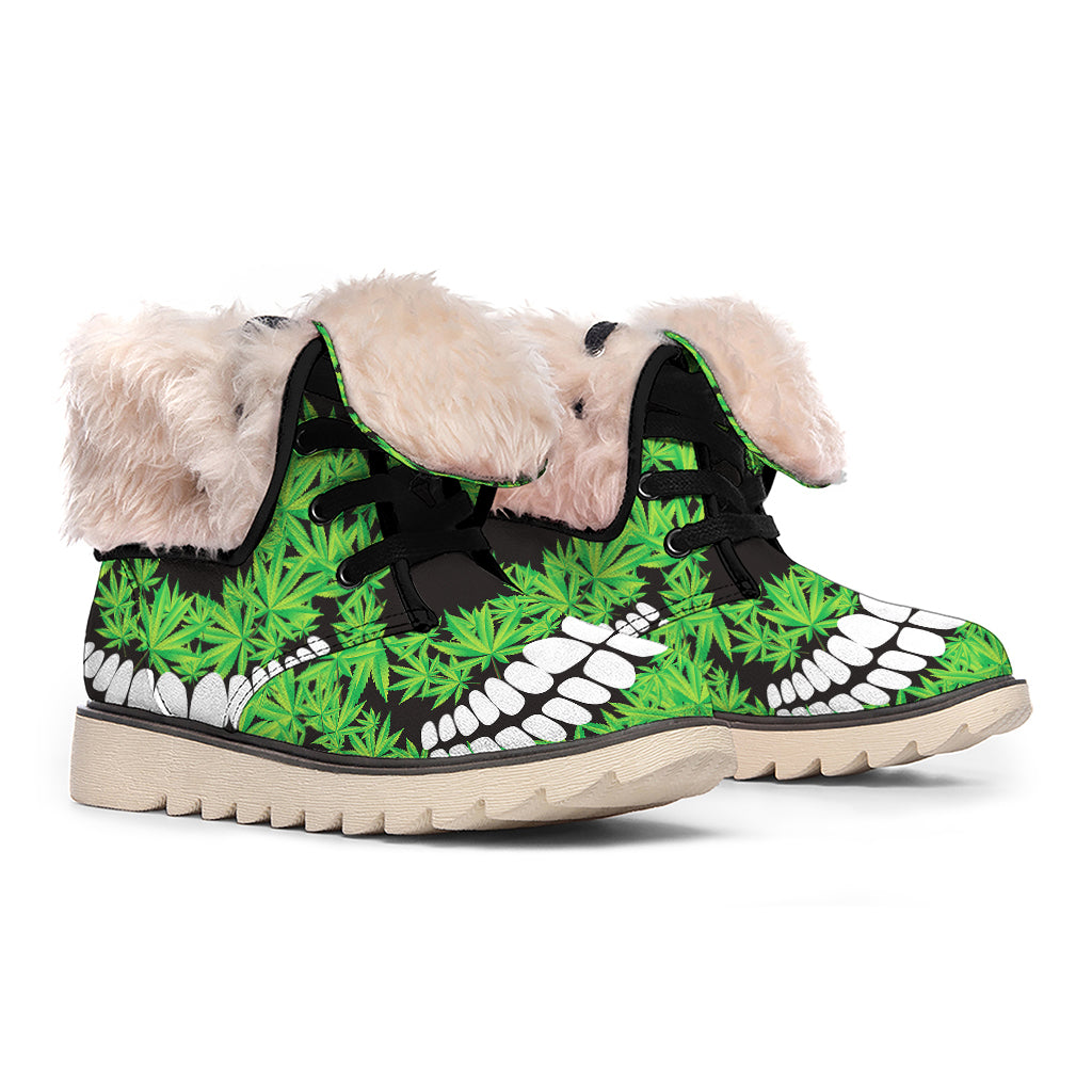 Cannabis Skull Print Winter Boots
