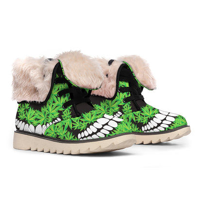 Cannabis Skull Print Winter Boots