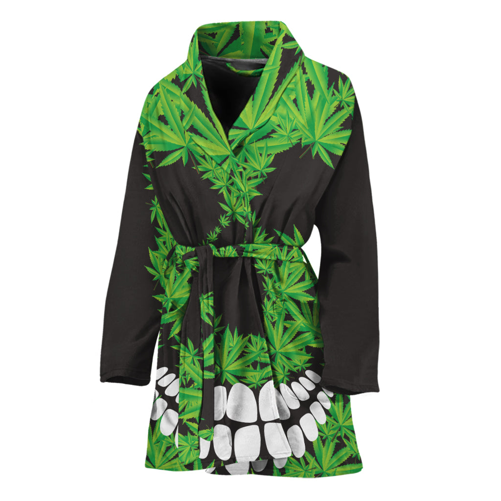 Cannabis Skull Print Women's Bathrobe