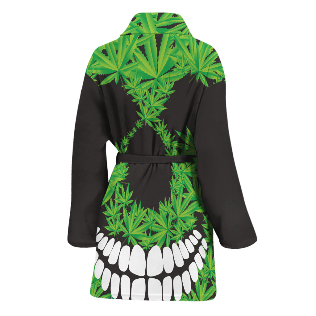 Cannabis Skull Print Women's Bathrobe