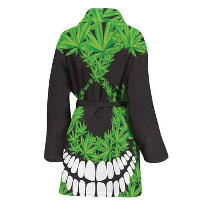 Cannabis Skull Print Women's Bathrobe