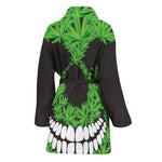 Cannabis Skull Print Women's Bathrobe