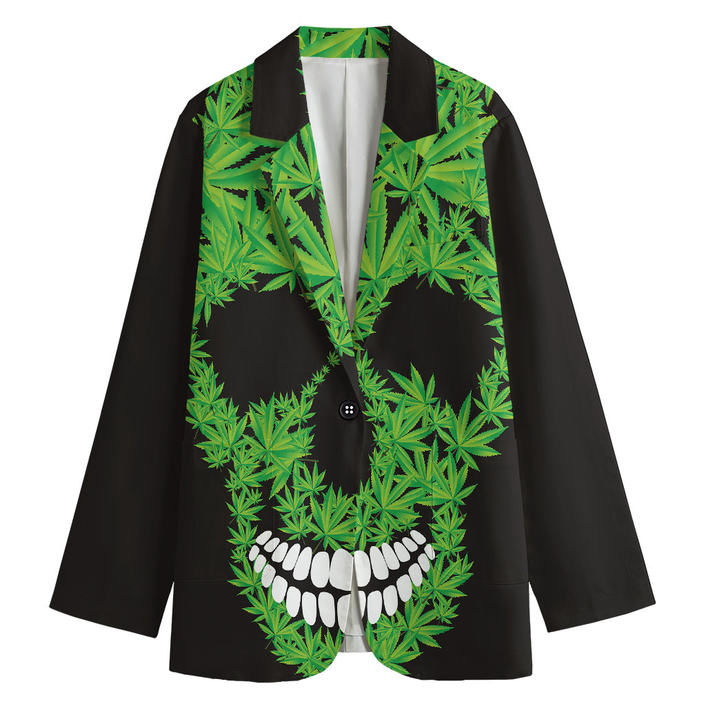 Cannabis Skull Print Women's Blazer