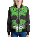 Cannabis Skull Print Women's Bomber Jacket