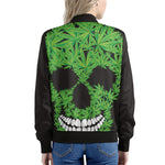 Cannabis Skull Print Women's Bomber Jacket