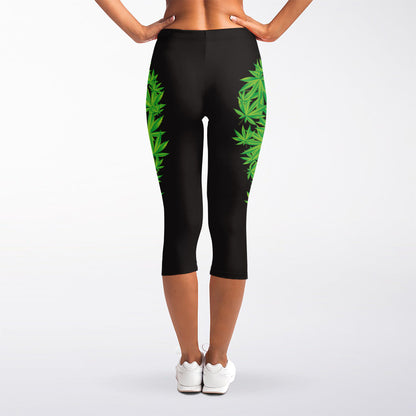 Cannabis Skull Print Women's Capri Leggings