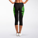 Cannabis Skull Print Women's Capri Leggings