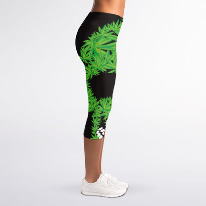 Cannabis Skull Print Women's Capri Leggings