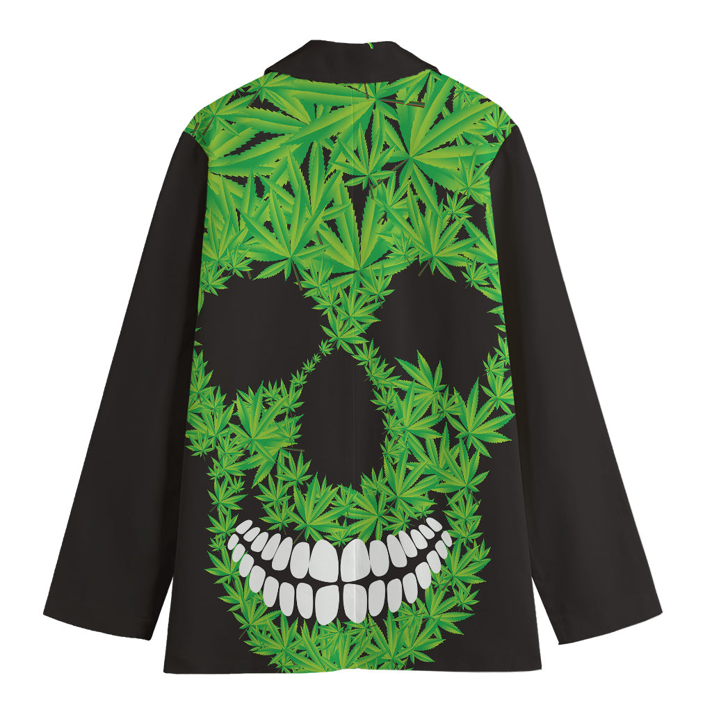 Cannabis Skull Print Women's Cotton Blazer