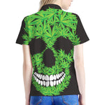 Cannabis Skull Print Women's Polo Shirt