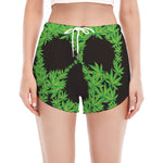 Cannabis Skull Print Women's Split Running Shorts