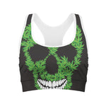 Cannabis Skull Print Women's Sports Bra