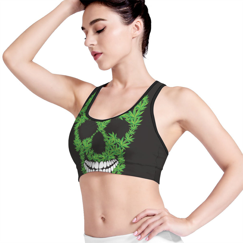 Cannabis Skull Print Women's Sports Bra