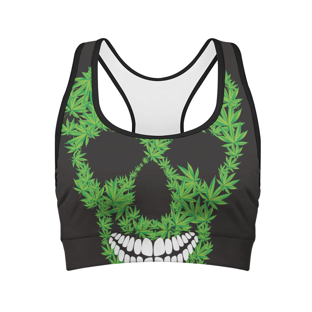 Cannabis Skull Print Women's Sports Bra