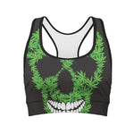 Cannabis Skull Print Women's Sports Bra