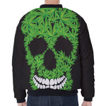 Cannabis Skull Print Zip Sleeve Bomber Jacket