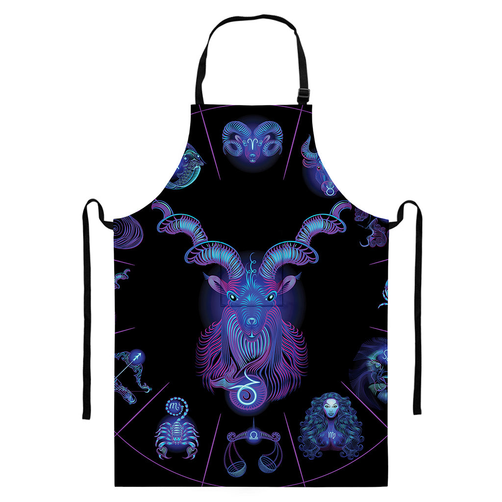 Capricorn And Astrological Signs Print Bib Apron With Pocket