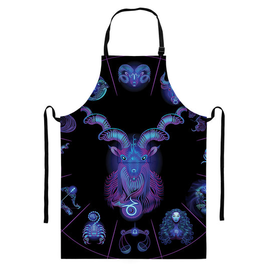 Capricorn And Astrological Signs Print Bib Apron With Pocket