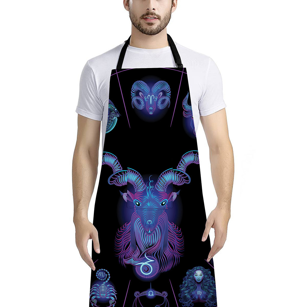 Capricorn And Astrological Signs Print Bib Apron With Pocket